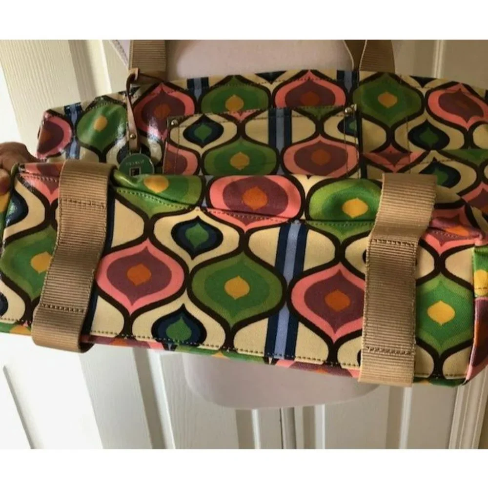 Franco Sarto Large Retro Pattern Coated Canvas Tote Bag - Picture 5 of 8